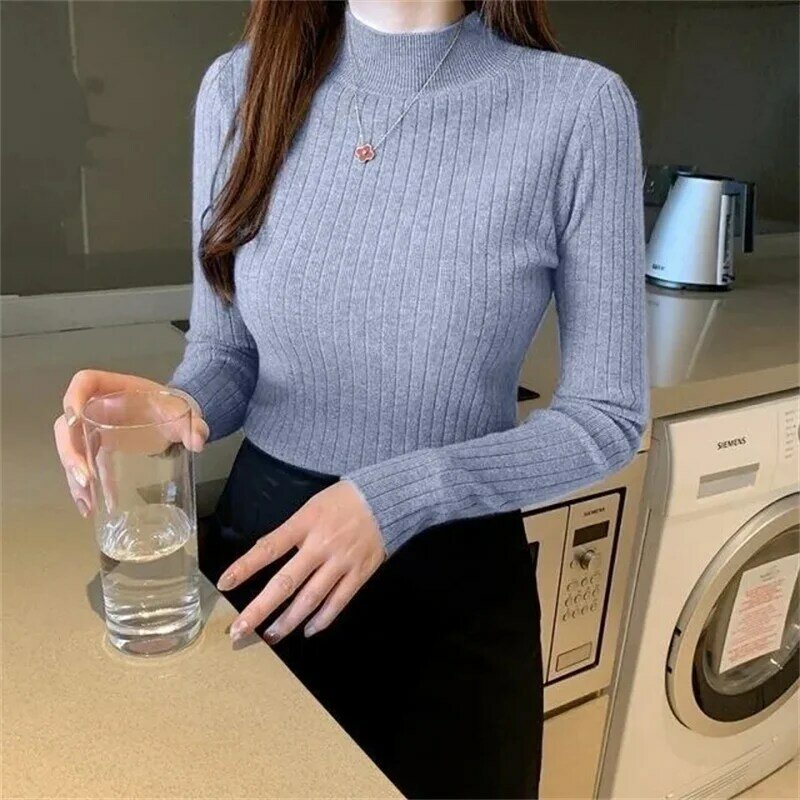 2023 Autumn Winter Women Turtleneck Sweater Jumpers Knitted Solid Cashmere Pullover Elegant Sweater Soft Bottoming Shirts