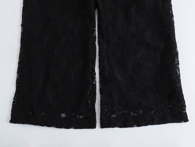 Women New Fashion Lace stitching decoration Black Slim Long style Jumpsuit Vintage sleeveless Back Zipper Female Jumpsuit Mujer