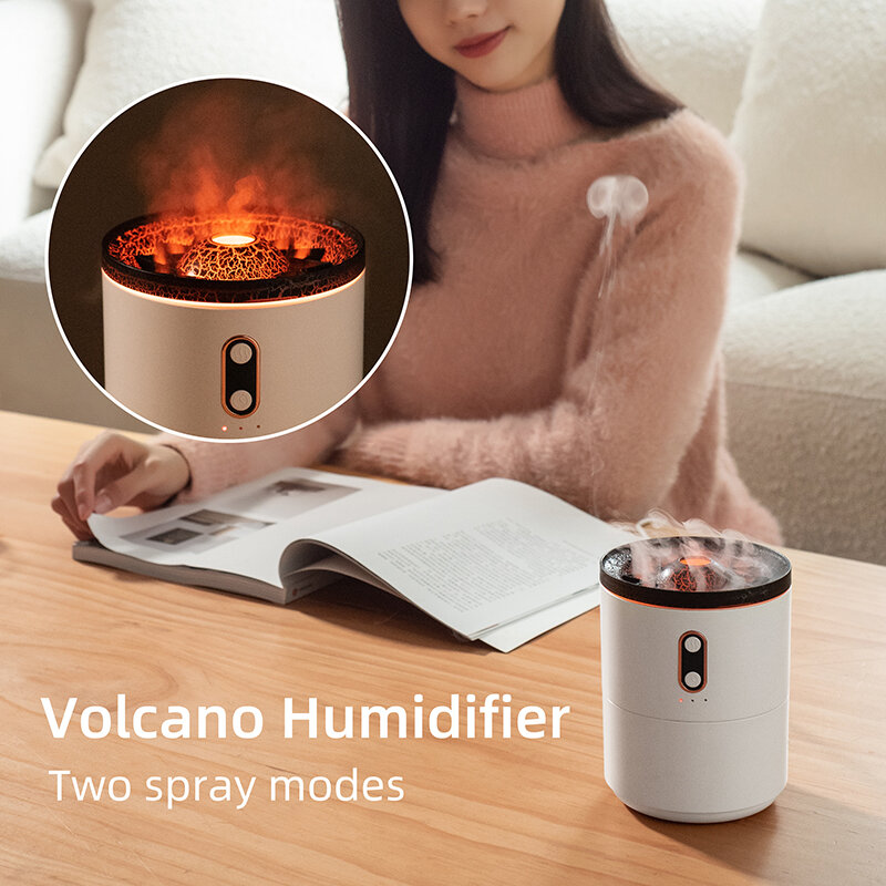 Difusor de aceite esencial de llama volcánica, humidificador de aire de medusas portátil con USB, lámpara de luz nocturna, 450ml
