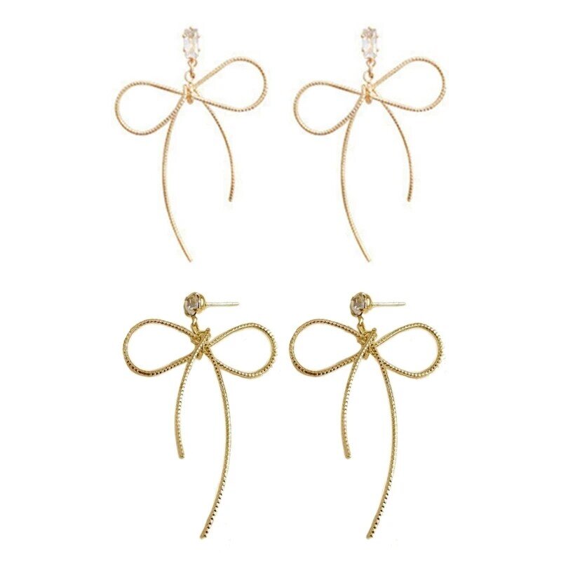 Boucles d'oreilles avec nœud en diamant pour femmes, bijoux minimalistes à clous d'oreilles à nœud doux,
