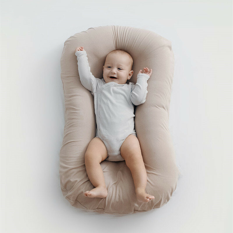 Nido de bebé 100% algodón, cama para dormir, almohada larga infantil, manta para acurrucarse