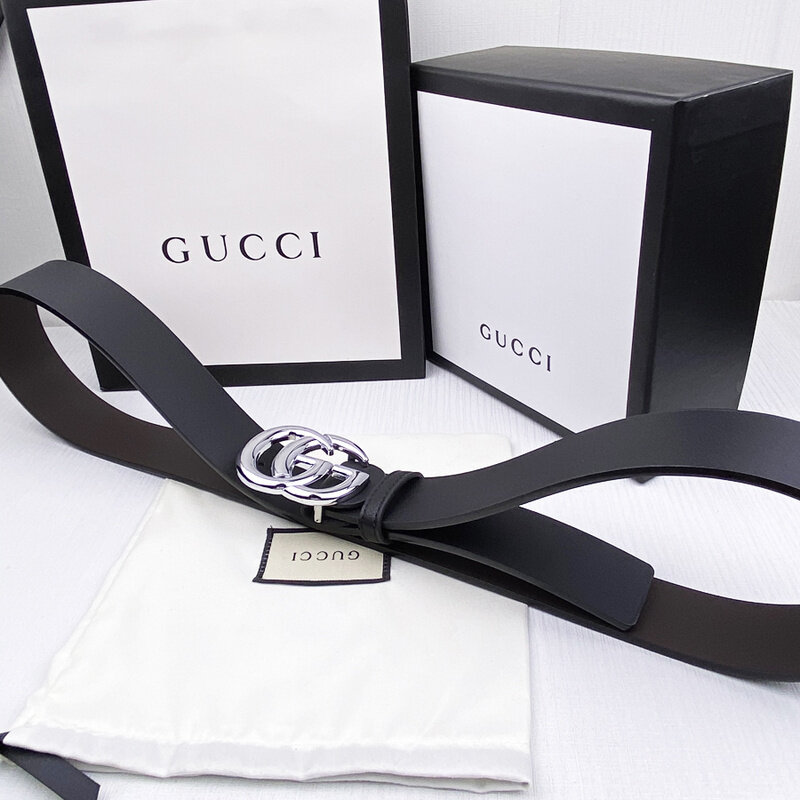 Sabuk kulit fesyen untuk pria dan wanita, sabuk kulit gesper hitam tipis dengan kotak untuk pria dan wanita L101