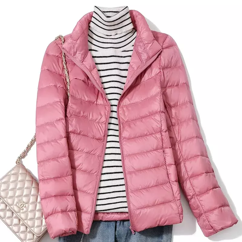 여성용 짧은 초경량 패커블 퍼퍼 코트, 여성 다운, 따뜻한 한국 슬림핏 파카, 5XL, 봄 패션 재킷, 15 색