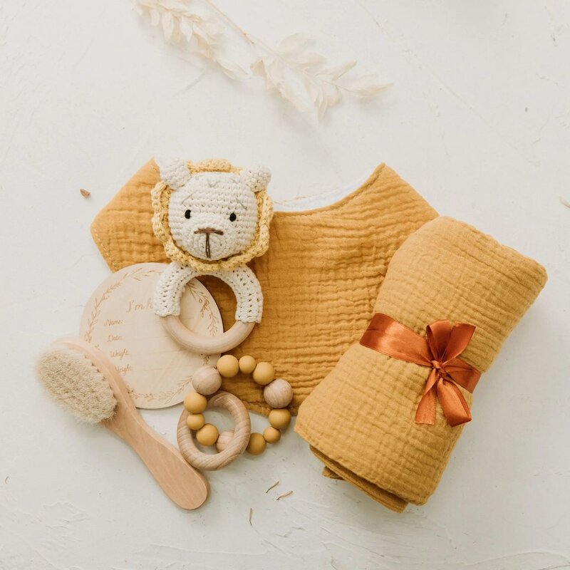 Musselin Baby Baumwolle Tröster Kinder Plüsch Stofftier Spielzeug Bunny Lion Beruhigende Beschwichtigen Handtuch Sicherheit Decke Speichel Bib