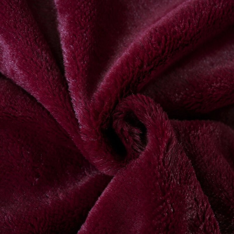Manta de cama de felpa con piel sintética, color rojo, 90X102