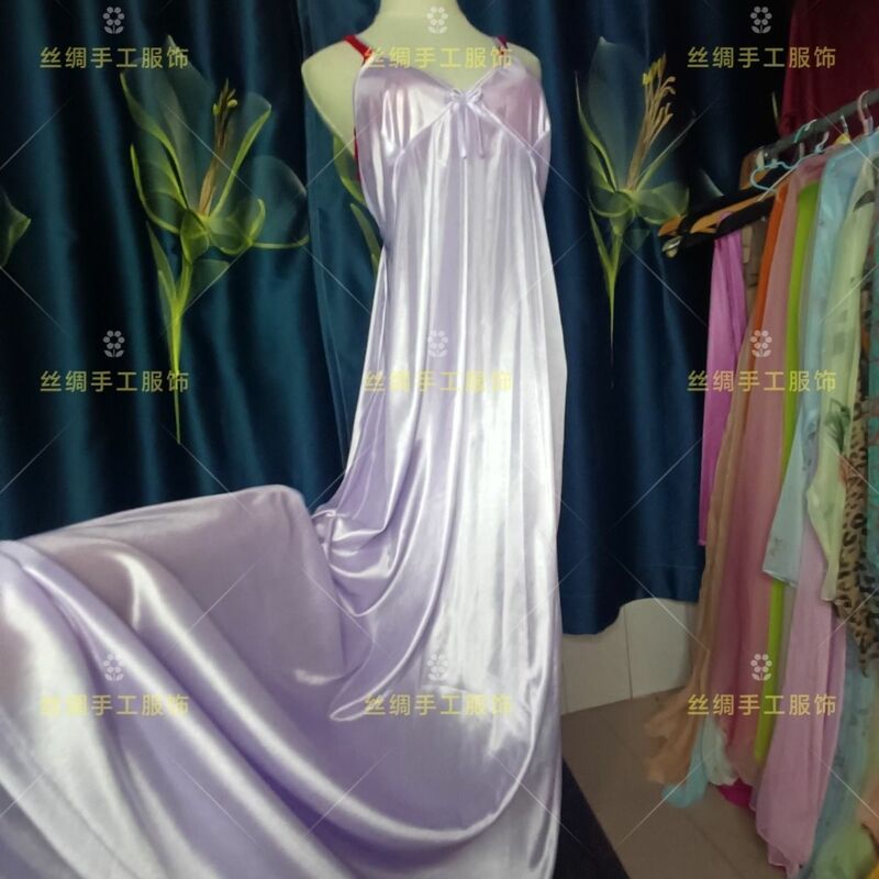 Glossy Sexy Women Satin Maxi dress Sleeveless Loose  Plus Size Long Dress Sleeping Robe