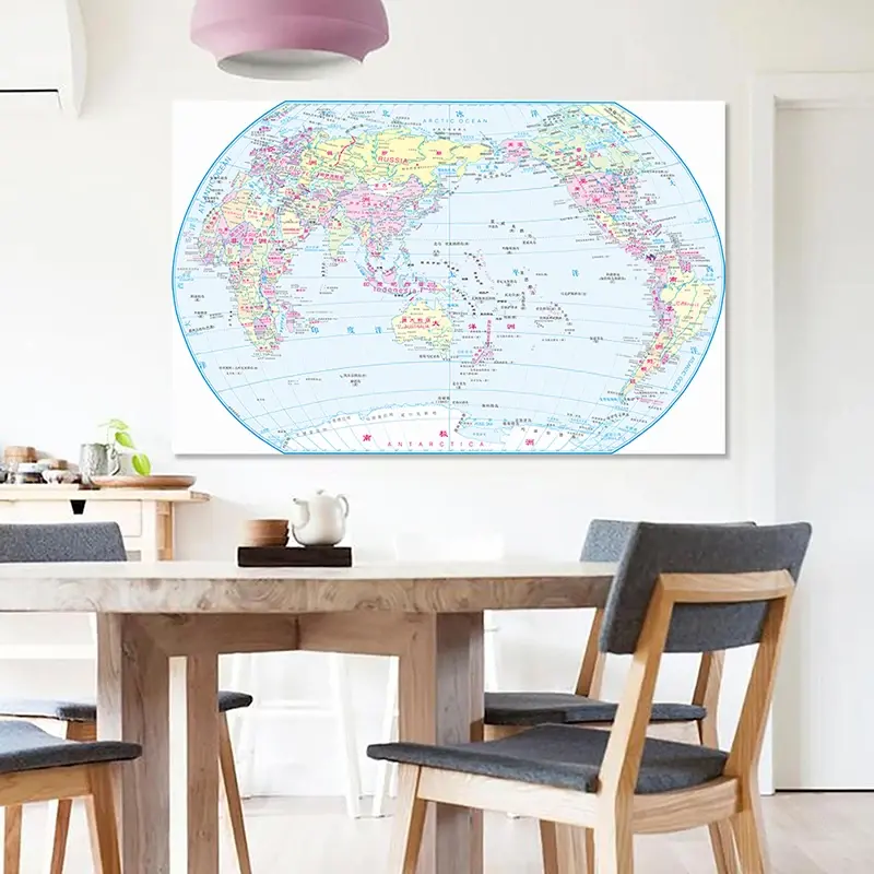 225x15 0cm klasyczna edycja angielski chiński dwujęzyczny mapa serii tło materiałowe mapa świata Home Decor szkolne