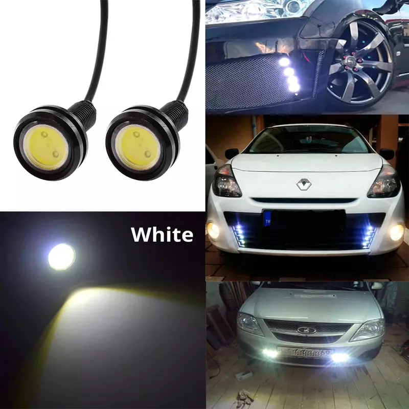 1X ไฟตาเหยี่ยว18มม. 23มม. 12V สีขาวสำหรับวิ่งไฟสำรองรถยนต์มอเตอร์รถสัญญาณเลี้ยว LED กันน้ำหลอดไฟกลางวัน