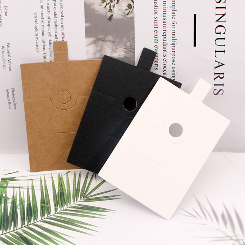 50pcs 6*6CM Jewelry Hang Tags Black White Kraft Paper Cards Label for Diy Jewelry Making Finger Ring Display Storage Holder Card