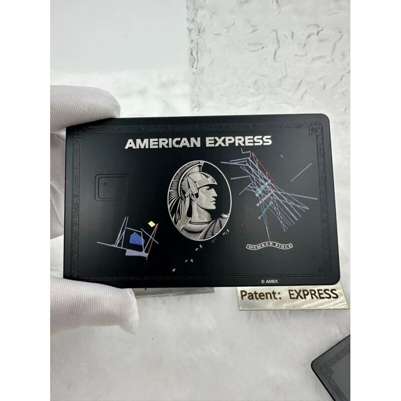 Tarjeta personalizada de acero inoxidable con rosca, tarjeta exprés, reemplazo de tarjeta antigua en metal, centurion Accesorios de película, American Exp