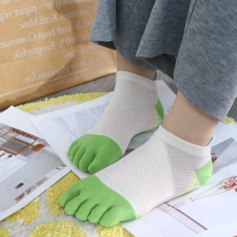Soft Children Cotton Color Matching Anti-slip Five-Finger Socks Split Toe Socks Short Tube Socks Kids Hosiery