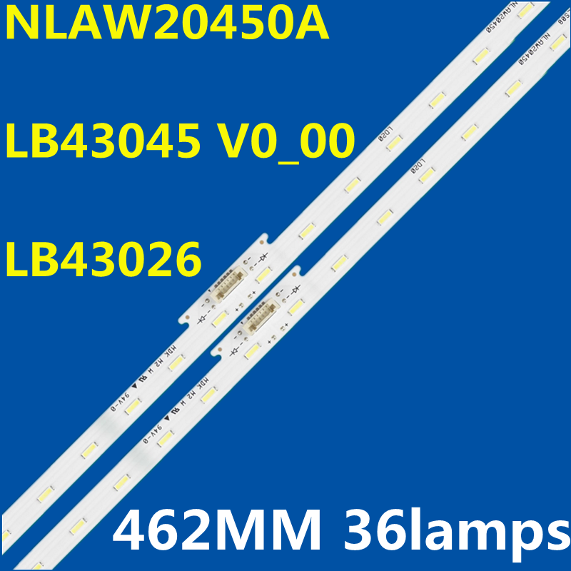 Tira LED para LB43045 LB43026, 4-595-780, NLAW20450, KD-43XE7005, KD-43X8500F, KD-43XG8096, KD-43X720E, KDL-43W750E, 2pcs