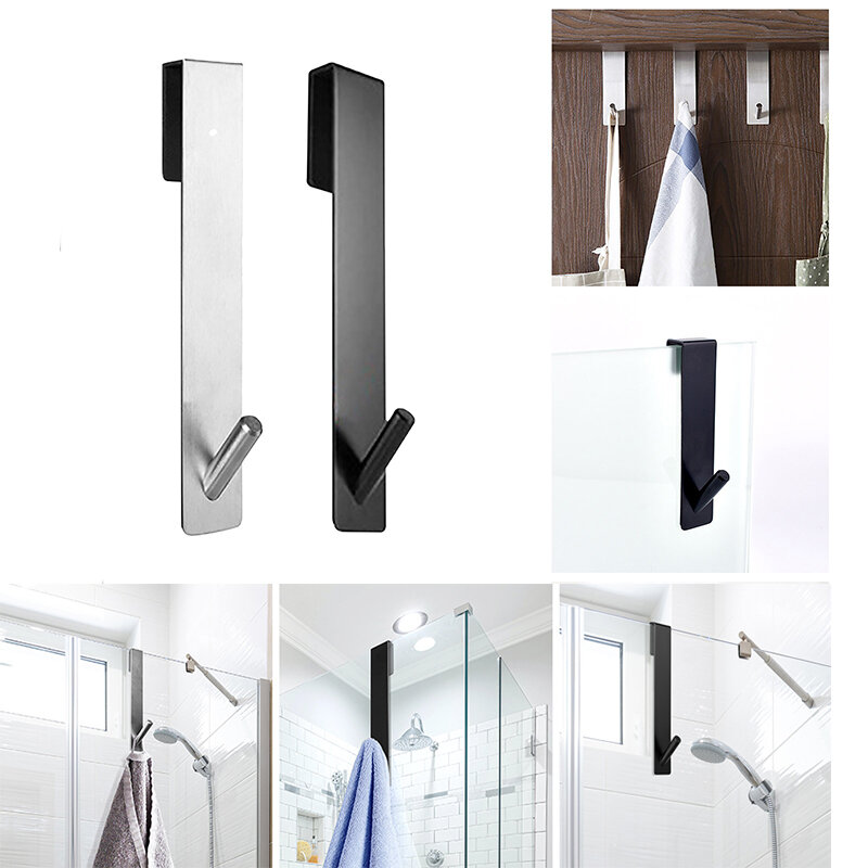 Crochets de porte-peignoir en forme de S, acier inoxydable sur la porte en verre, porte de douche arrière, serviette de douche T1