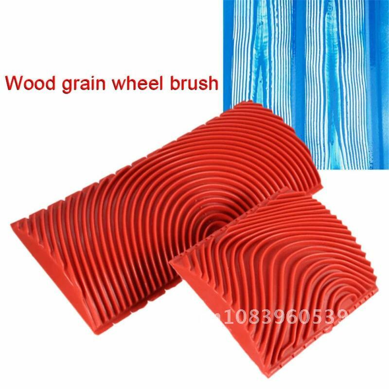 2 Pieces DIY Wood Grain Painting Tool Imitation Wall Texture Brush Roller Rubber Wood Graining Paint Brush Home Decor
