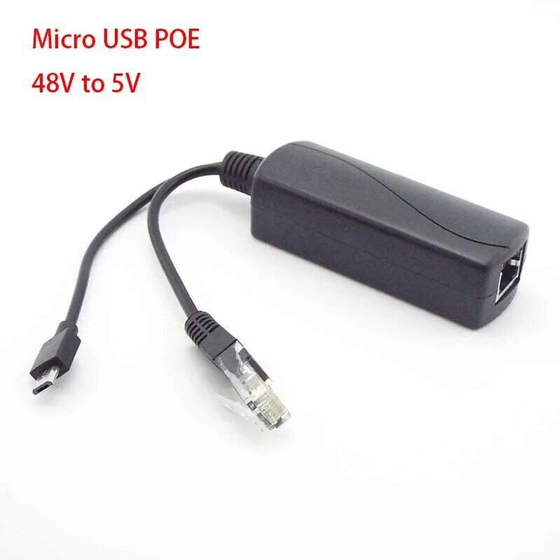 Poe splitter 5v micro usb power, ethernet ativo, 48v a 5v