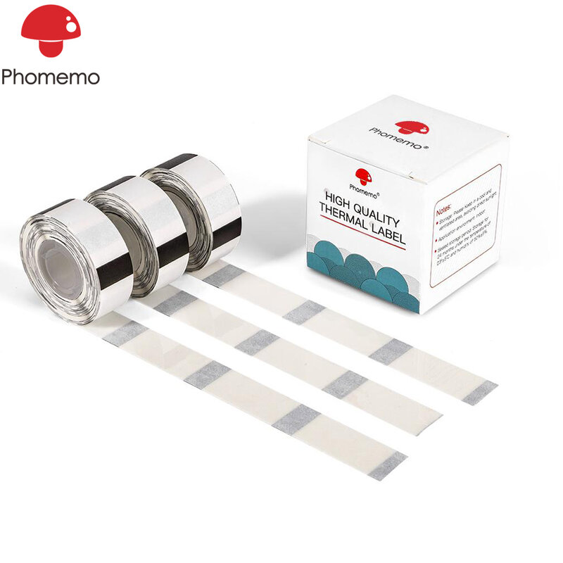 Etiqueta térmica para phomemo d30 impressora de etiquetas de nome quadrado transparente papel 3 rolos 14*25mm 250 pces/rolo adesivos