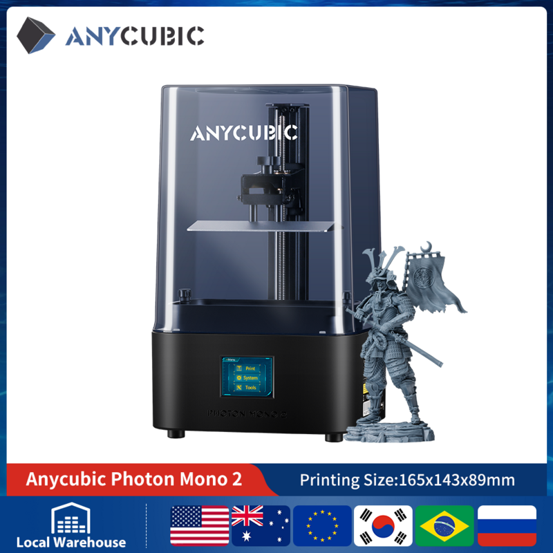 ANYCUBIC-impresora 3D Photon Mono 2 4K + 6,6 pulgadas SLA LCD, dispositivo de impresión de resina UV de alta velocidad, tamaño de impresión 165x143x89mm