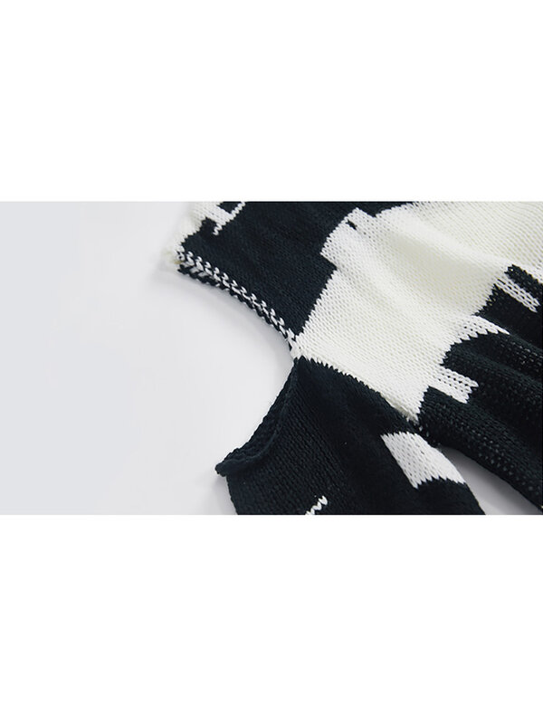 Moda coreana Streetwear maglione lavorato a maglia donna 2022 autunno sciolto a righe scava fuori Pullover Casual foro manica lunga Top femminile