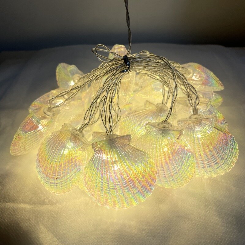 سلسلة إضاءة بطارية LED Shell ، لون ، مهرجان ، غرفة ، عنبر نوم ، داخلي وخارجي ، ديكور حفلات ، مصابيح