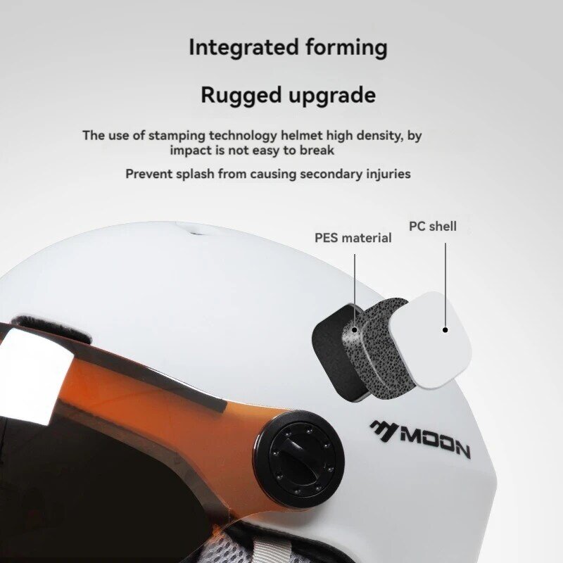 Maan-Ski-Helm Met Integraal Gevormde Bril, Pc En Eps, Hoge Kwaliteit, Buitensporten, Ski-Snowboard En Skateboard