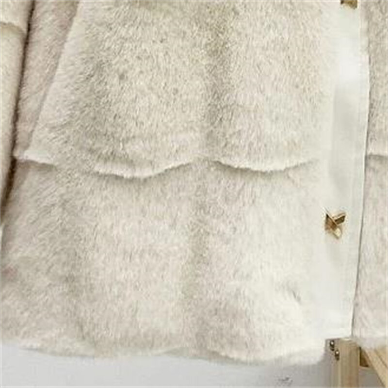 Casaco de pele artificial de vison artificial feminino, casaco de pelúcia quente para senhoras, casacos de inverno femininos, simulado natural, 2024