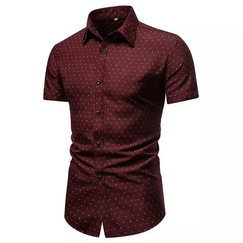 Camisa Formal de verano para hombre, camisa de una sola botonadura con solapa, 21USD, 2200