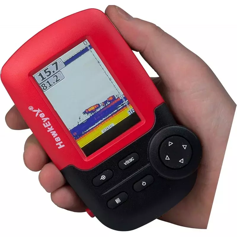 HawkEye Fishtrax 1C pencari ikan dengan tampilan Virtuview warna HD, hitam/merah, ukuran layar 2 "H x 1.6" W