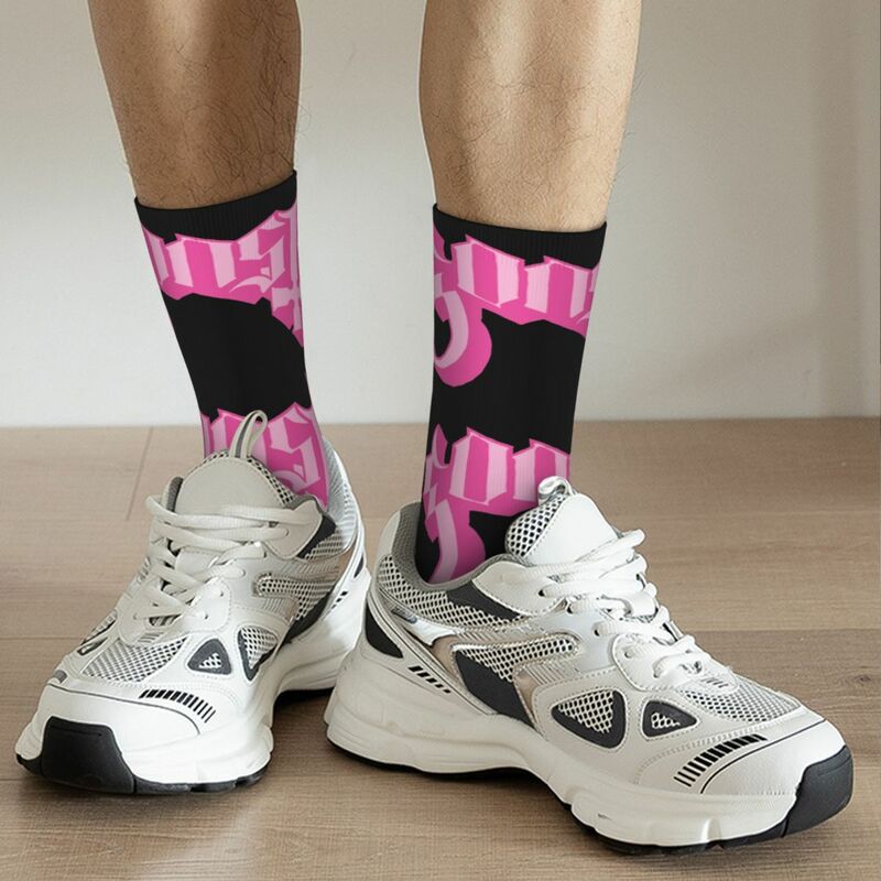 Ghost Meme Pink Logo Design Socks para homens e mulheres, Cool, acessórios exclusivos, meias de futebol, presentes maravilhosos