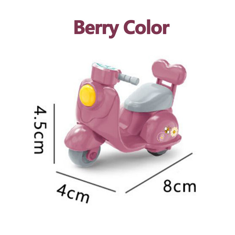 Berry Color Motorcycle 1/12 Cartoon Q Pull Back Car Forest Family Dollhouse Miniature Furniture Playhouse For Girl Toy Gifts