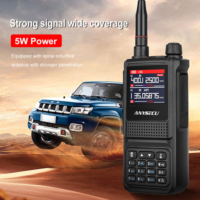 Anysecu-AC-881 Walkie Talkie de alta potência, Ham rádio bidirecional, walkie-talkies profissionais, UHF, VHF, carregador USB tipo C, rádio FM, 5W