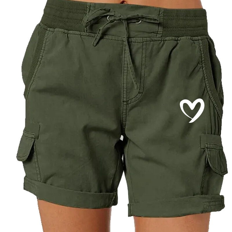 Pantaloncini Cargo da donna stampati a cuore carino alla moda pantaloncini attivi da Golf pantaloncini da lavoro escursionismo estate all'aperto con tasche