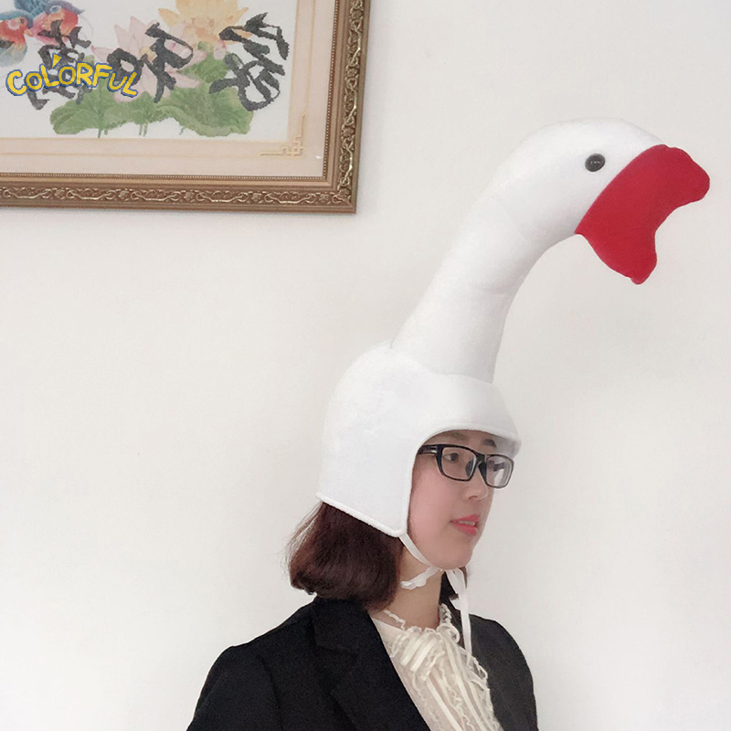 Simpatico peluche divertente berretto a forma di oca adulto bambini festa di Halloween Cosplay animale cappuccio cappello inverno caldo Costume