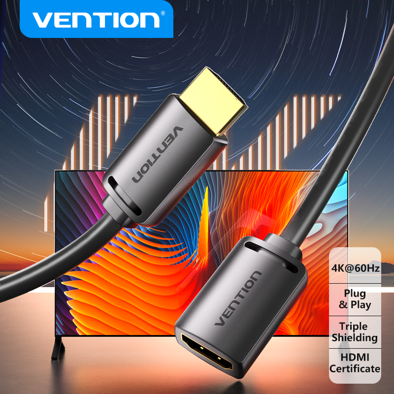 Vention-HDMI 2.0 macho para fêmea cabo de extensão, adaptador Extender, HDMI 2.0, 4K, 60Hz, HDTV, Nintendo Switch, PS4, 3, 8K