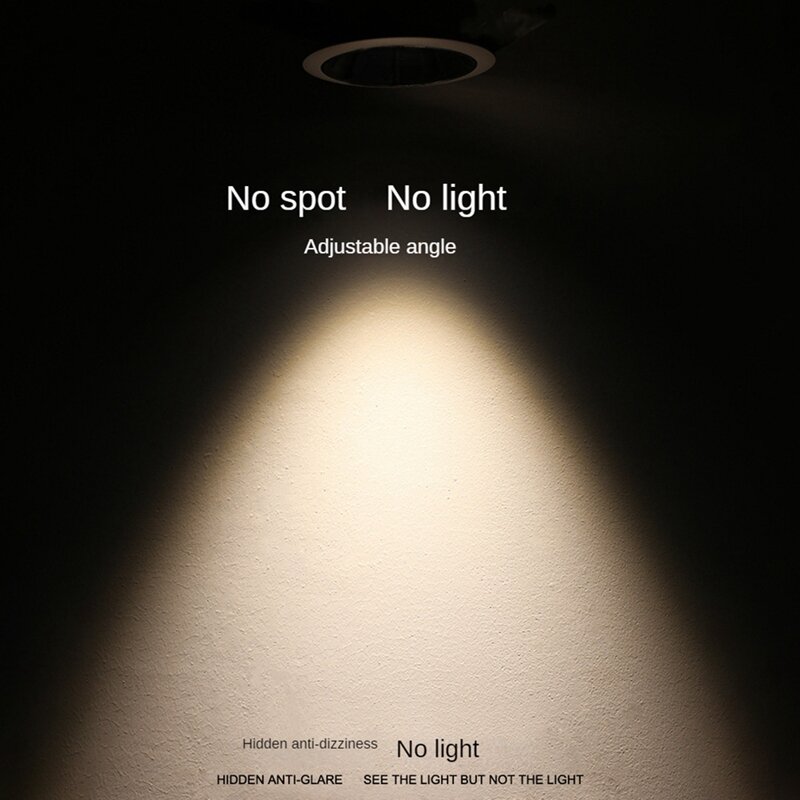 Anti-Glare Led Reflector Spotlight Narrow Embedded Ultra-Thin 12W Led COB Downlight For Dining Corridor Room Lighting