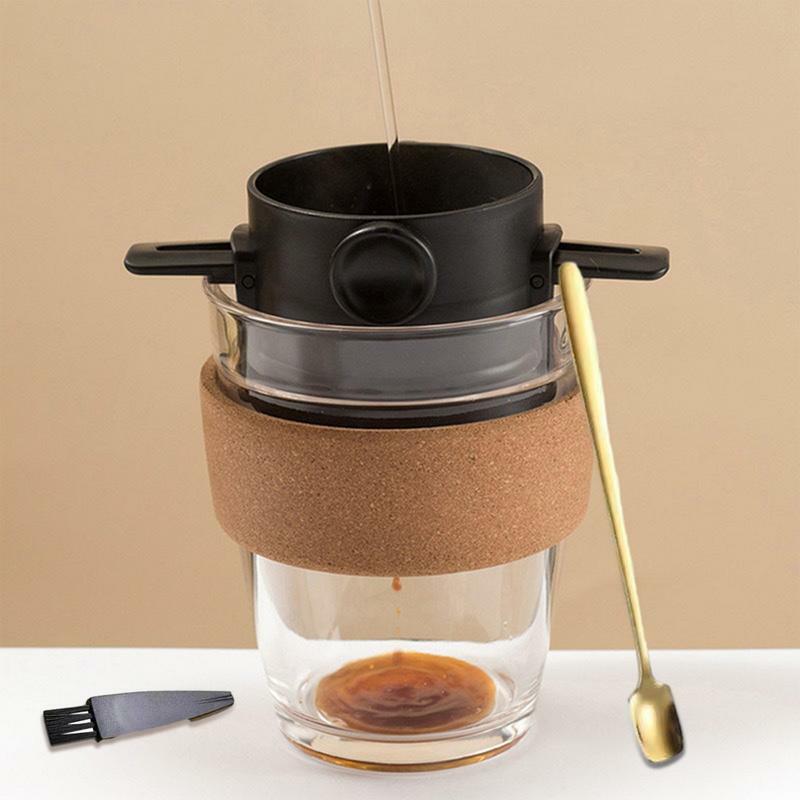 コーヒーフィルター,二層,折りたたみ式ハンドル付き,ホイップレス用,コーヒーフィルター用,泡立て器付き,使いやすく,清掃が簡単