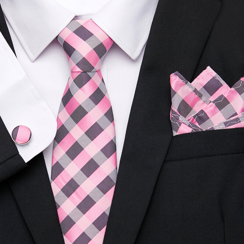 Jacquard Fashion Brand Silk Festive Present Tie Handkerchief Cufflink Set Necktie Shirt Accessories Man's Gold  Wedding Present