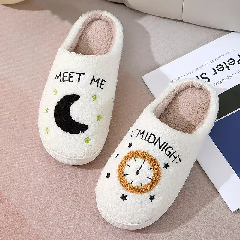 Women and Men Indoor Slippers Autumn and Winter New Warm Furry Couple Indoor Non-Slip Slipper Cartoon House Slippers Funny Shoes