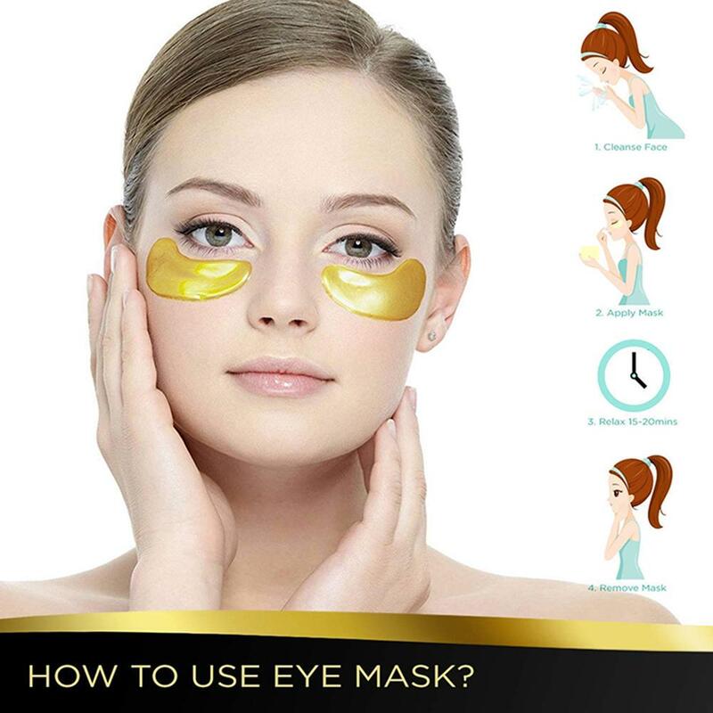 30 paia 24K oro idratante acido ialuronico occhi cura della pelle scura età Anti patch maschera Gel collagene occhiaie Remov U6P5