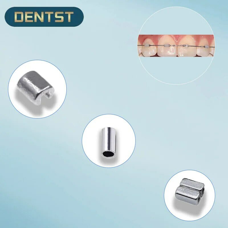 Gancho dentário ortodôntico crimpável com tubo bucal, multifuncional, longo bondável, botão lingual, fixo em archwires, 10pcs