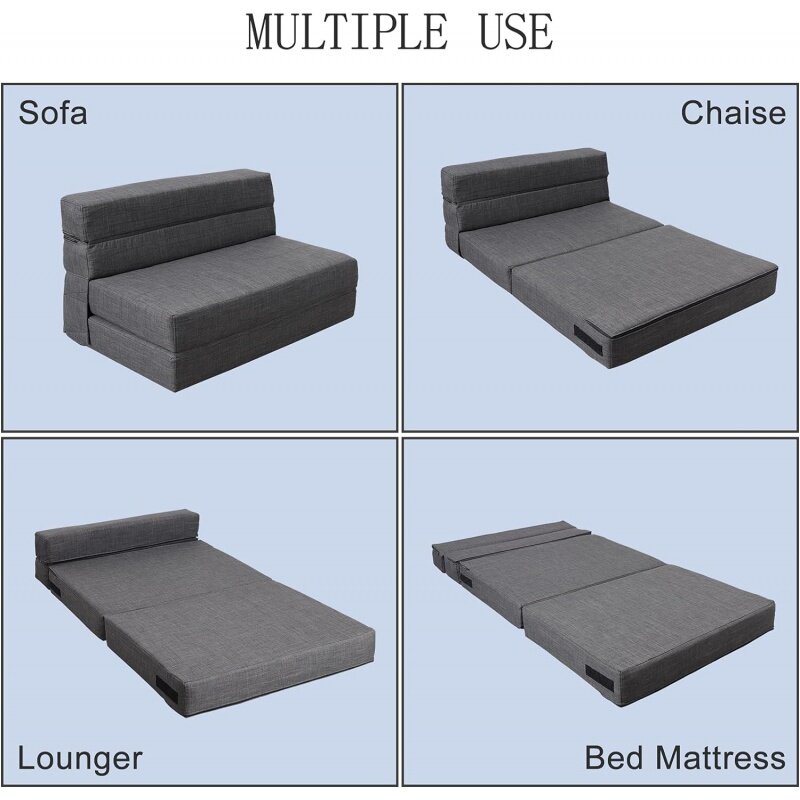 سرير أريكة قابل للطي مع وسادة ، غطاء قابل للغسل ، سرير فلانون ، كرسي وضيف ، حجم مزدوج ، رغوة ذاكرة ، د
