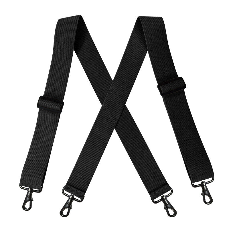 Solid Suspenders Wide 5cm Strong Black Hooks Braces Male Vintage Casual Suspensorio Tirante Trousers X Back Strap  5*120cm