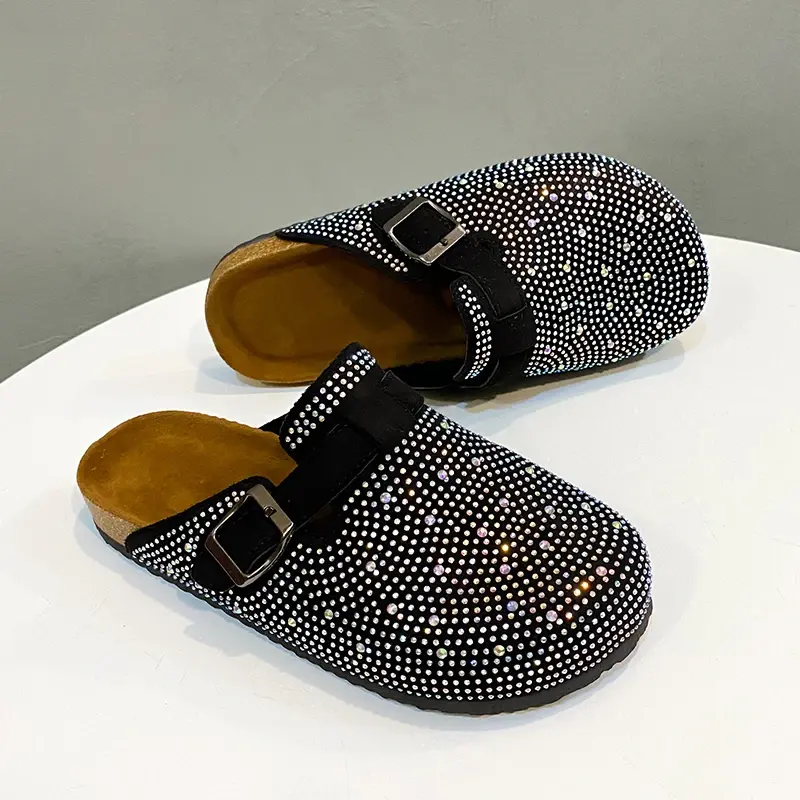 단색 블링 여름 모던 슬리퍼, 섹시한 여성용 신발, 2024 하이 퀄리티 플랫, 여성 슬리퍼