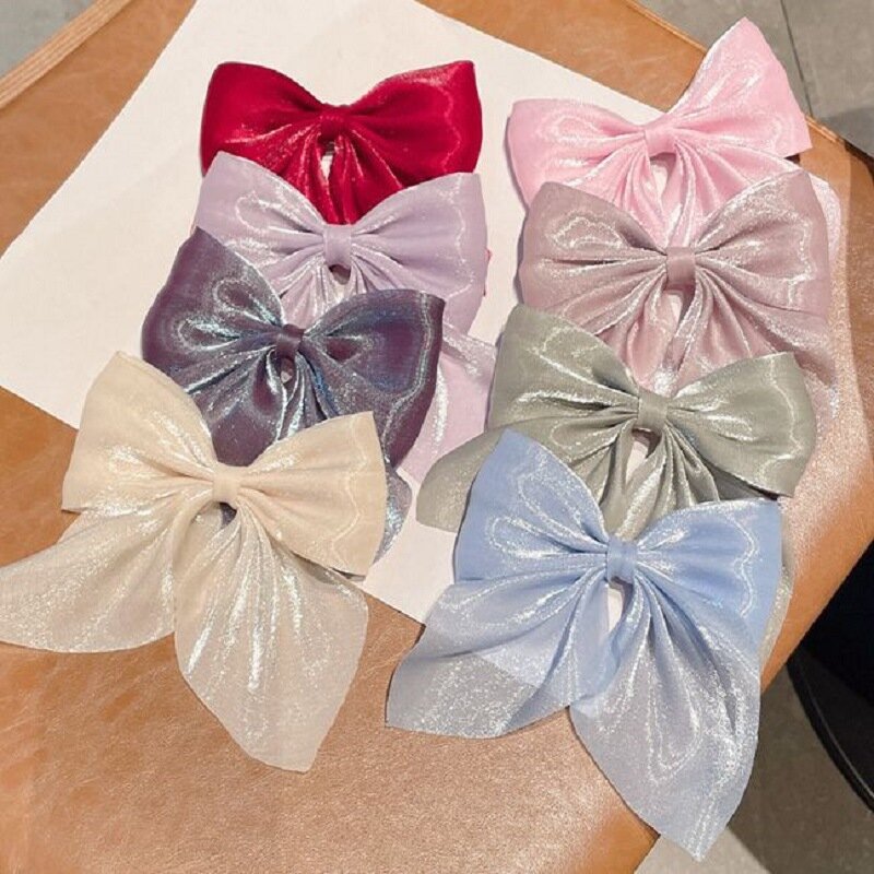 Women Big Hair Bow Ties Hair Clips Satin Two Layer Bow for Women Bowknot Hairpins Trendy Hairpin Girl Hair Accessory