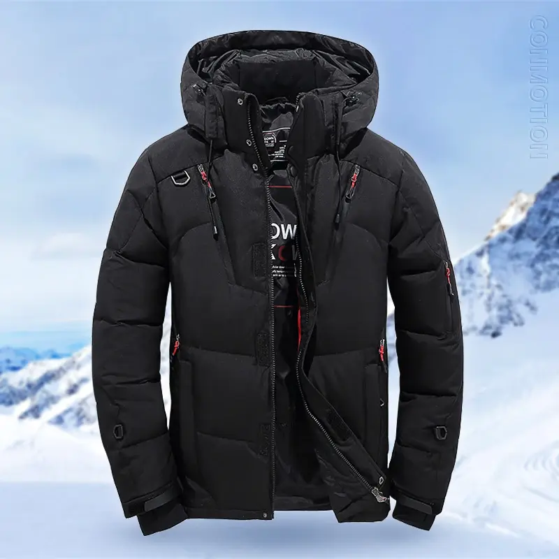 Winter Down Jacket Men White Duck Coat Windproof Warm Travel Camping Overcoat New in Thicken Solid Color Hooded Male Clothing