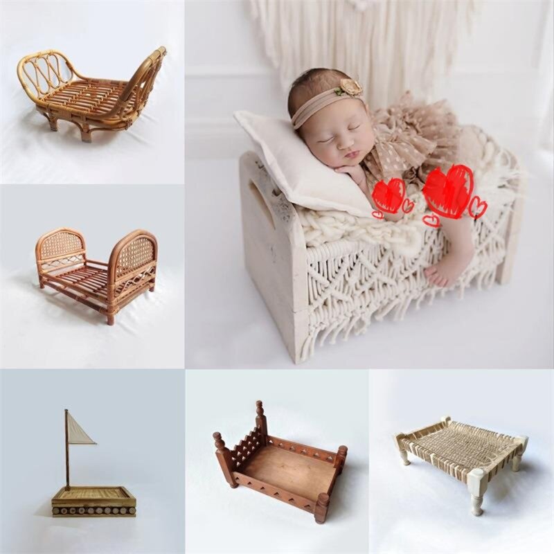 K5DD Baby Foto Requisiten Hintergrund Posiert Stuhl Foto Bett Neugeborenen Fotostudio Hintergrund Posiert Bett Foto-shooting