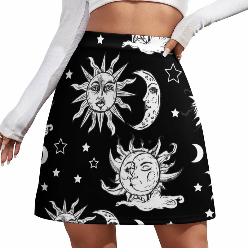 Set rok Mini Matahari dan Bulan wanita, rok pendek tren 2023