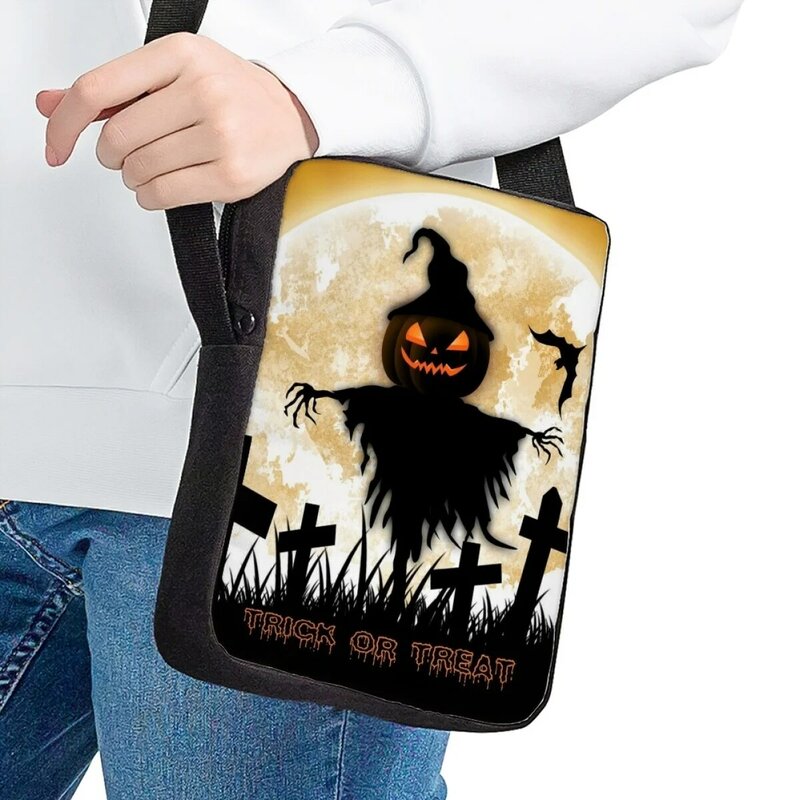 Сумки через плечо с мультипликационным принтом призрака для детей, Повседневная маленькая дорожная сумка через плечо, регулируемая сумка-мессенджер, подарок на Хэллоуин