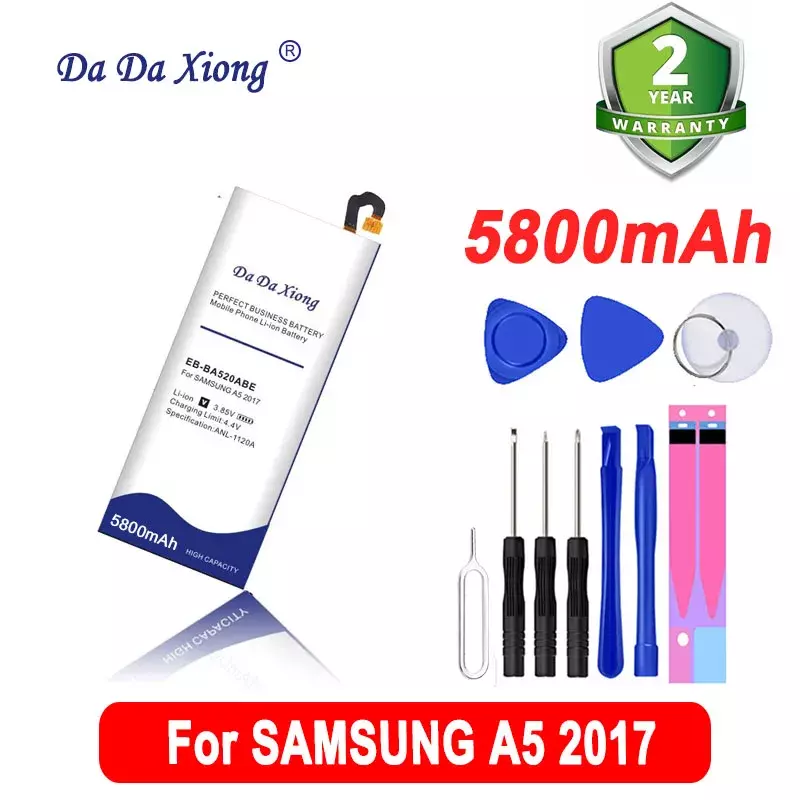 Replacement For Samsung Galaxy Edition A5 2017 A520F SM-A520F Phone Battery EB-BA520ABE 5800mAh