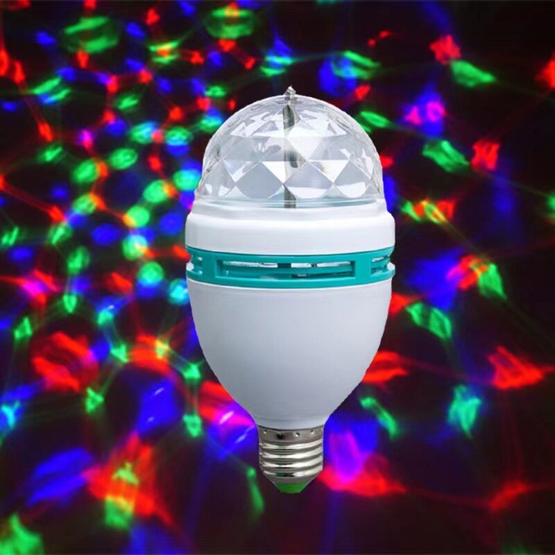 KTV Bar E27 3W kolor RGB magiczna kulka obracająca się żarówka mała magiczna kula świetlna KTV lampa błyskowa E27 lampa sceniczna żarówka LED RGB