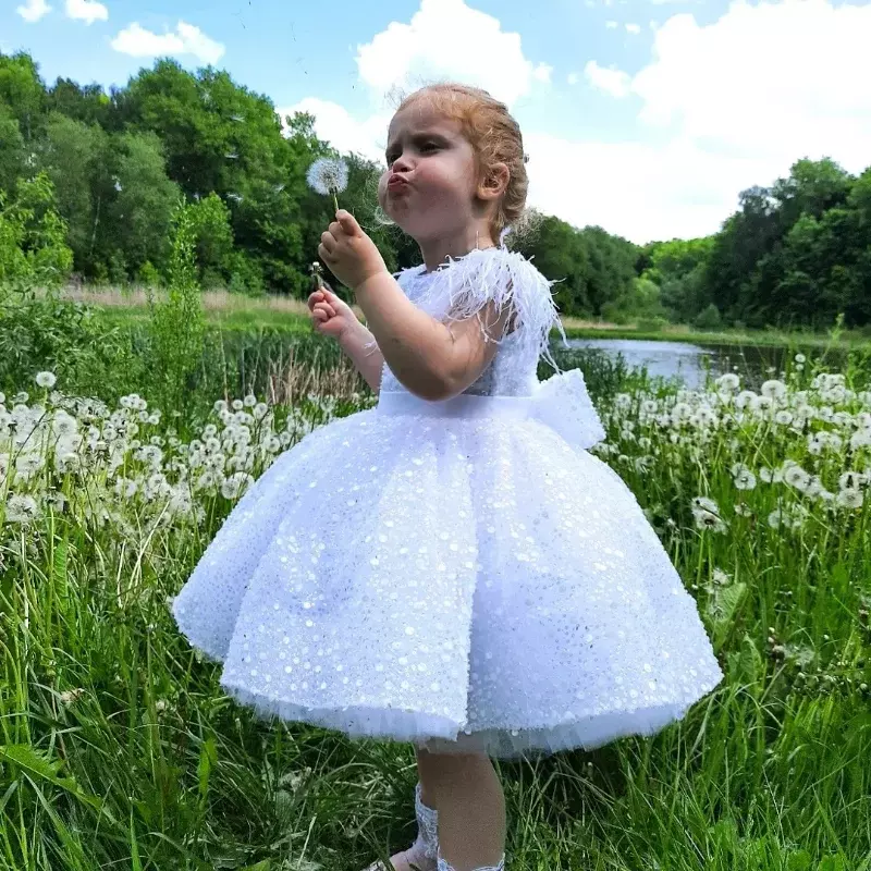 Flower Girl Dresses Knee-Length O-Neck Sleeveless Princess Dress for Wedding Bridesmaid Birthday Evening First Communion Gown